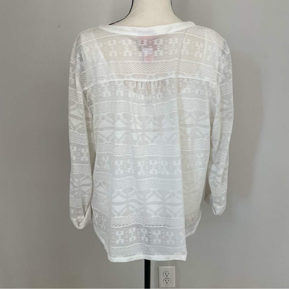 Hearts of Palm White 3/4 Sleeve Layered Blouse - Picture 3 of 4